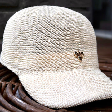 Cream cap hat gold