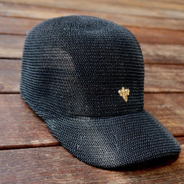 Black cap hat gold